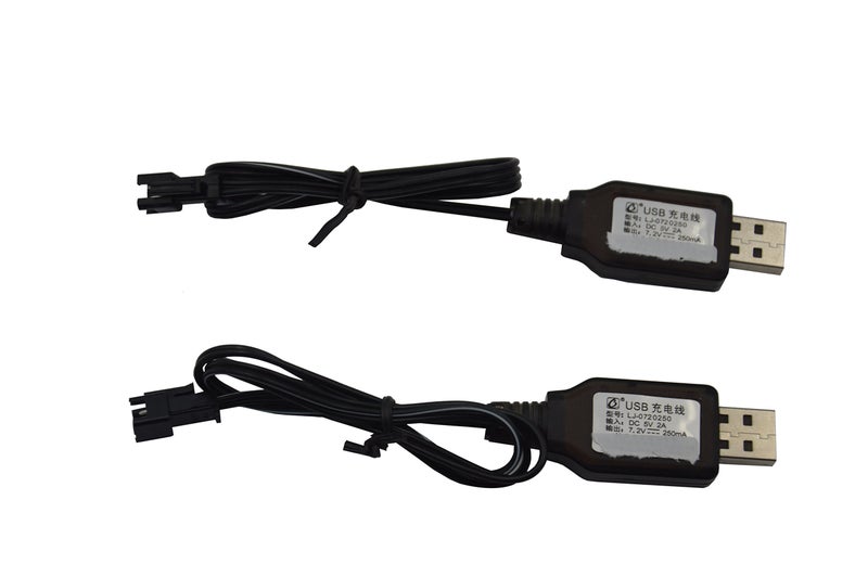 Blomiky 2 Pack 7.2V USB Charger Cable with SM-2P Connector Plug Replacement for 7.2V Ni-Cd Ni-Mh Battery Previous Old Version Huina 1550 15 Channel RC Excavator RC Cars Toy SM 2P USB 7.2V 2 - Image 3