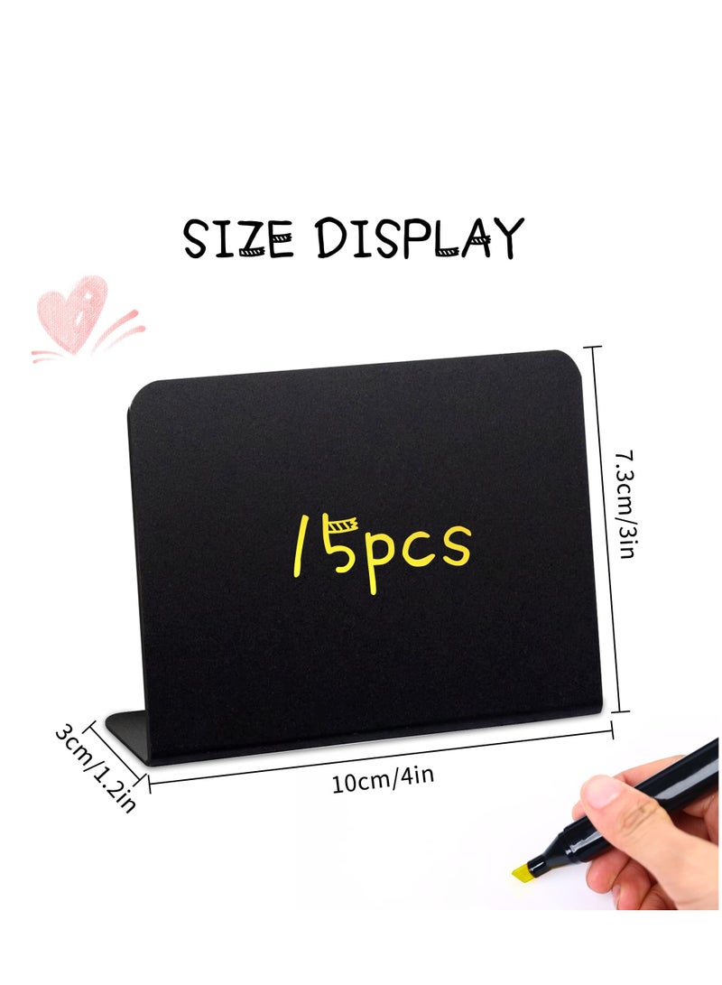 Mini Chalkboard Signs, 15 Pack Small Rectangle Chalkboard Signs with Stand, Reserved Signs for Tables, Display Blackboards Message Board for Food, Pricetags, Weddings, Parties, Bakery, 4 X 3 Inch - Image 2