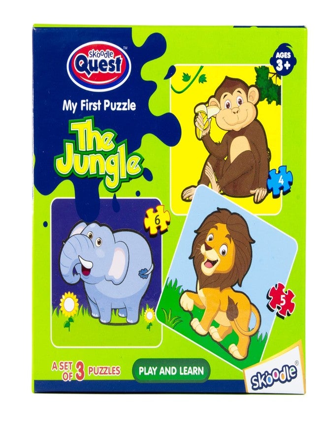 سكودل لعبة Skoodle My First Puzzle Jungle للأطفال من عمر 3 سنوات فما فوق، ألغاز حيوانات للأطفال، ألعاب تعليمية للبنات والأولاد - Image 1
