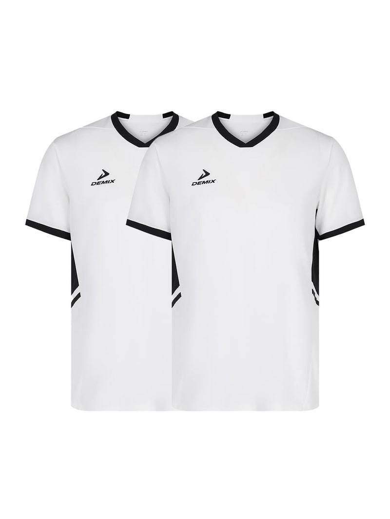 Demix Men's 2-Pack Pace Jsy T-Shirts – White Lightweight Athletic Tops with MOVI Wick Moisture-Wicking Fabric, Microperforated Breathable Design & Comfortable Fit for High-Intensity Workouts - Image 1