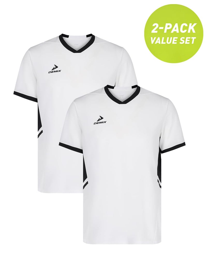 Demix Men's 2-Pack Pace Jsy T-Shirts – White Lightweight Athletic Tops with MOVI Wick Moisture-Wicking Fabric, Microperforated Breathable Design & Comfortable Fit for High-Intensity Workouts - Image 2