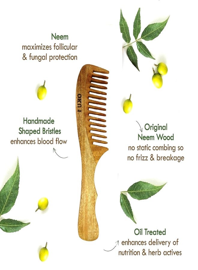 OKU 1 100% Pure & Natural Neem Comb for Men Women | Reduces Hair Fall & Control Dandruff Wide Teeth Wooden Comb | Detangler Beard and Mustache,Hair Styling, Travel Grooming - Image 4