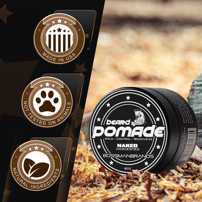 Bossman Hair & Beard Pomade for Men - All Day Hold, Moisturizing with Control – Strong Hold Pomade - Men's Hair Styling Pomade - Made in USA, Natural, For All Hair Types | 4 ounce - Image 5