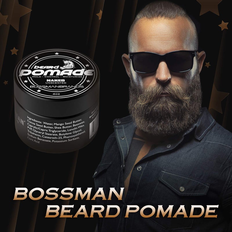 Bossman Hair & Beard Pomade for Men - All Day Hold, Moisturizing with Control – Strong Hold Pomade - Men's Hair Styling Pomade - Made in USA, Natural, For All Hair Types | 4 ounce - Image 3