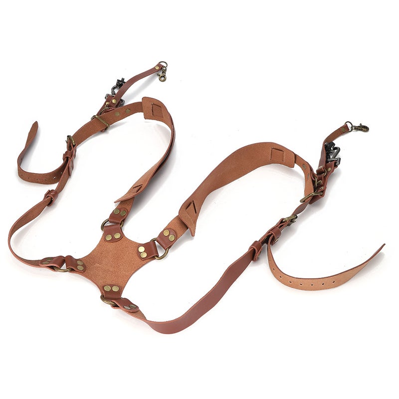 Camera Strap Leather Double Shoulder Harness Strap Photography Accessories for DSLR CamerasBrown - Image 4