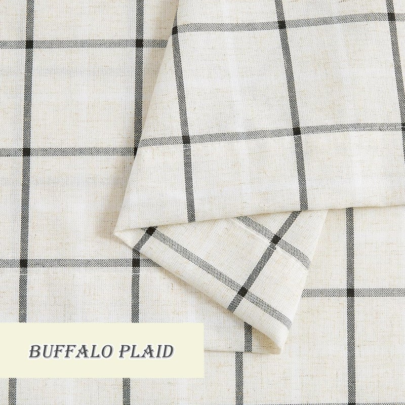 Amzdecor Buffalo Plaid Window Treatment Set,Light Filtering Curtain Woven Lines Pattern Drapes for Living Room and Bedroom, Semi Sheer Rod Pocket Modern Farmhouse Style 2 Panels 40"x84"x2,Beige&Black - Image 4