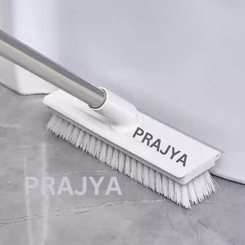 PRAJYA Bathroom Stainless Steel Cleaning Brush With Wiper 2 In 1 Tiles Cleaning Brush Floor Scrub Brush With Long Handle White Scrubbing Brush Cleaning Brush - Image 5