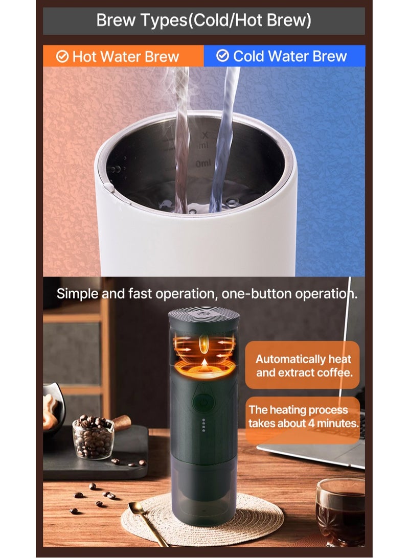 Portable Espresso Coffee Machine Takeawake, Self-Heating, 20 Bars Pressure, 2 in 1 Compatible with Ground Coffee and NS Capsules, Premium Battery Capacity (Brown)  - Image 4