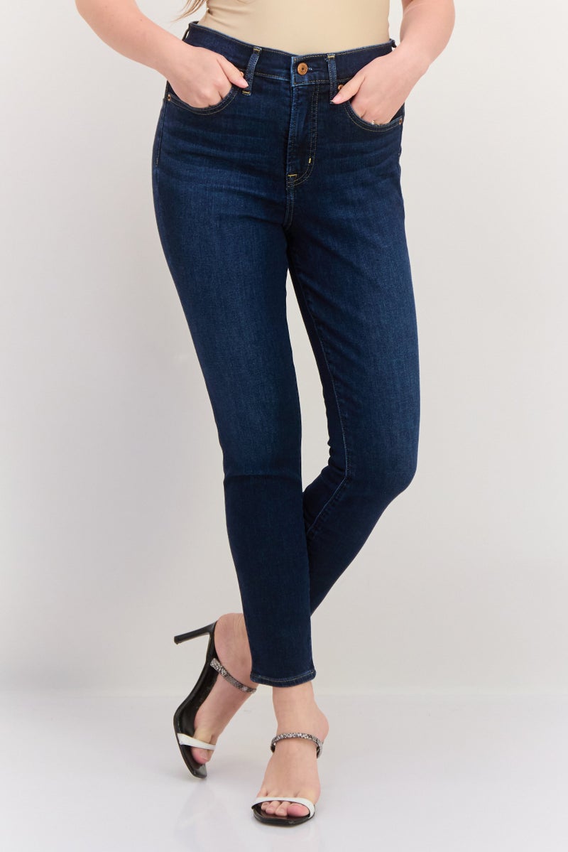 GAP Women Skinny Fit High Rise Washed Stretchable Jeans, Blue - Image 1