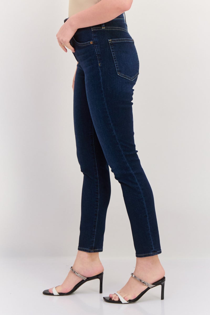 GAP Women Skinny Fit High Rise Washed Stretchable Jeans, Blue - Image 2