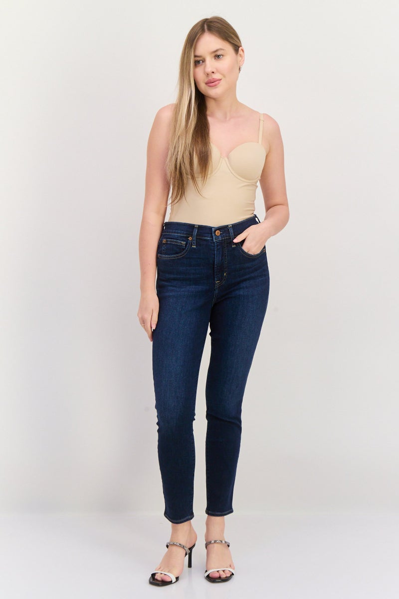 GAP Women Skinny Fit High Rise Washed Stretchable Jeans, Blue - Image 4