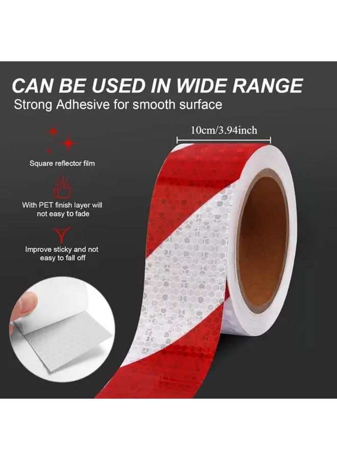Reflective Safety Tape Red And White Stripes 3.94 Inch Wide Twill Pattern - Image 5