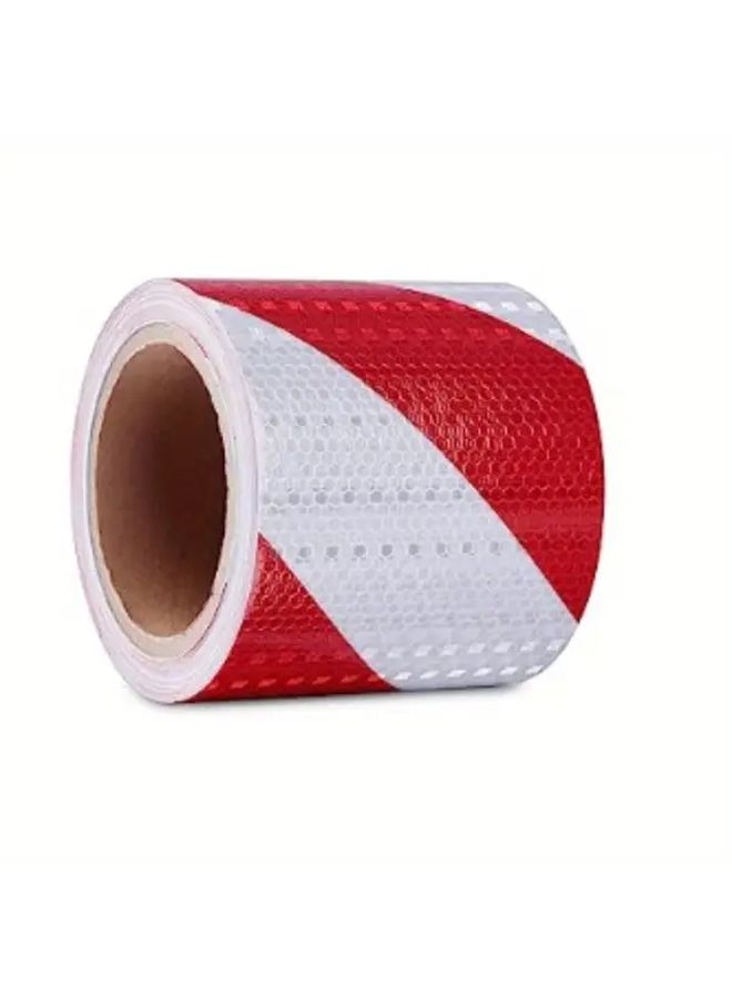 Reflective Safety Tape Red And White Stripes 3.94 Inch Wide Twill Pattern - Image 1