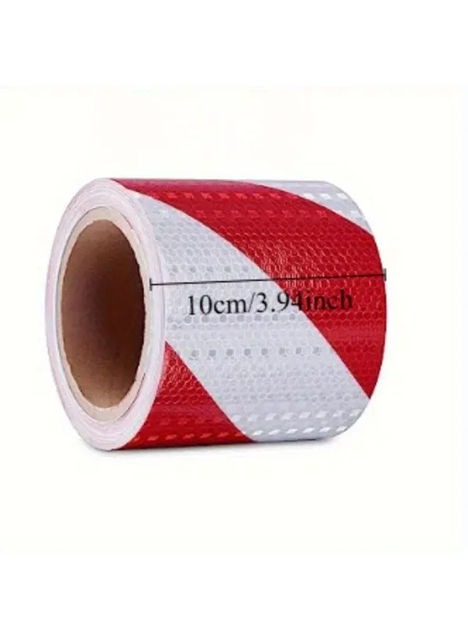 Reflective Safety Tape Red And White Stripes 3.94 Inch Wide Twill Pattern - Image 2