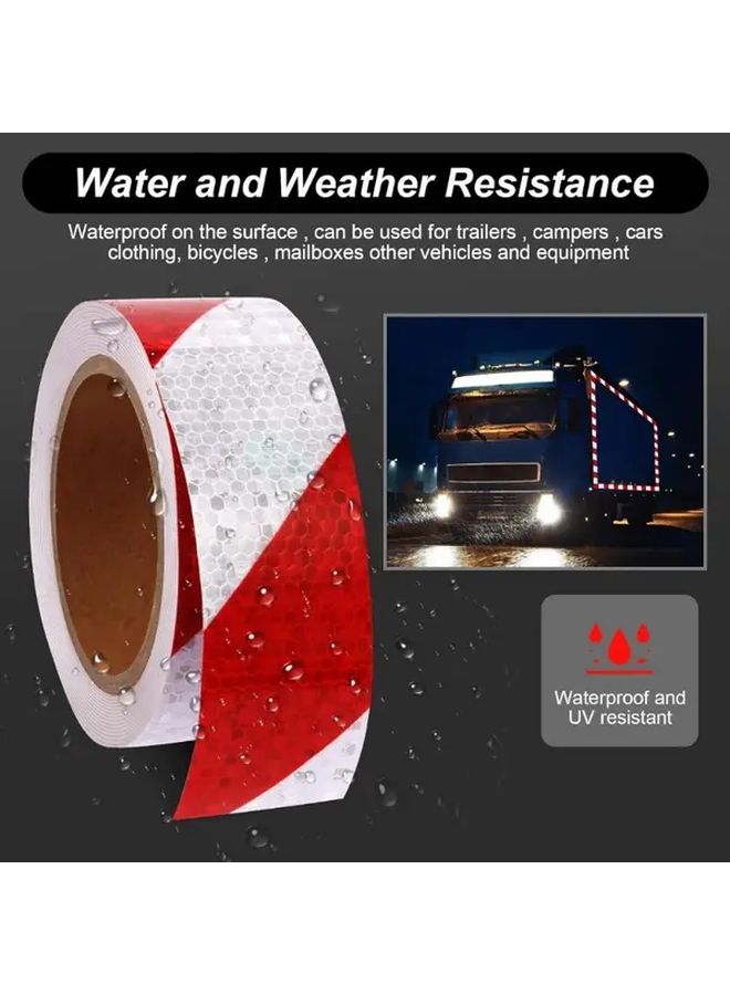 Reflective Safety Tape Red And White Stripes 3.94 Inch Wide Twill Pattern - Image 3