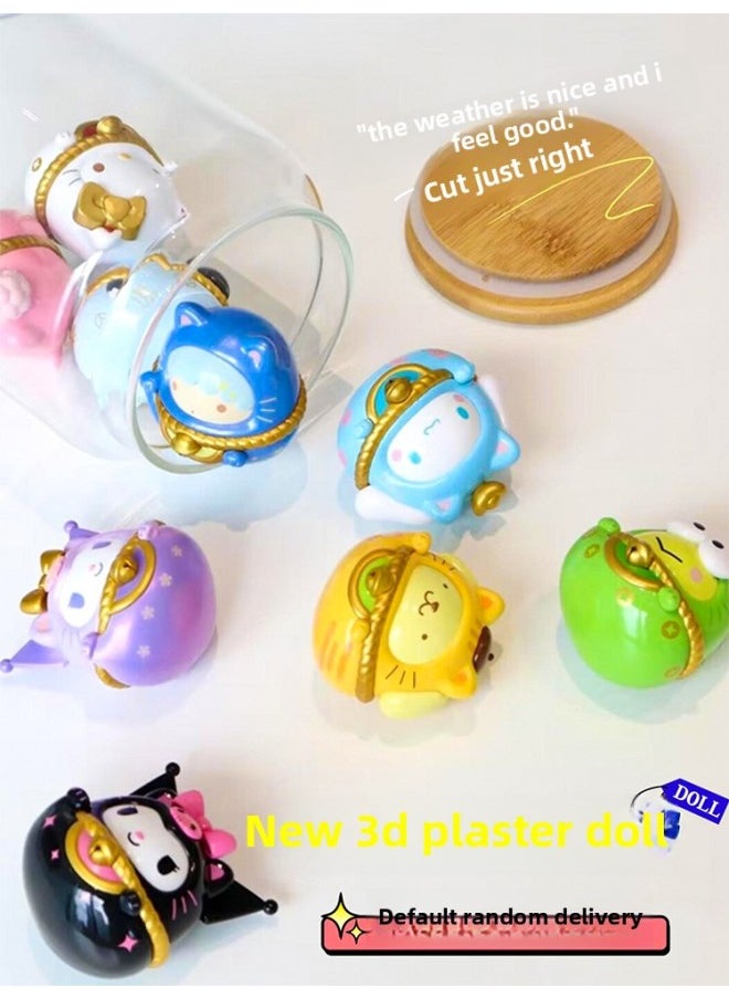 Generic - # Sanrio Plaster Doll Painted Diy Handmade Three-dimensional Painted Graffiti White Embryo Small Size Doll Painted Gigi-Color:Ruby Type C [pack Of Six] With Paint - Image 1
