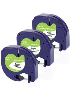 Y&D Compatible Label Tape Replacement for Dymo LetraTag White Paper 12mm x 4m Refills 91200 S0721510 Labelling Black on LT-100H LT-100T QX50 XR XM 2000, 3-Pack  - Image 1