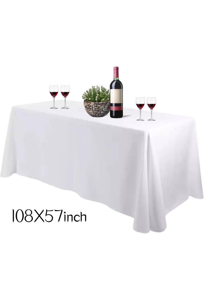 108x57 inch rectangular tablecloth white tablecloth suitable for Christmas party or even long table restaurant banquet decoration,whole sheet without stitching,1 pack - Image 1