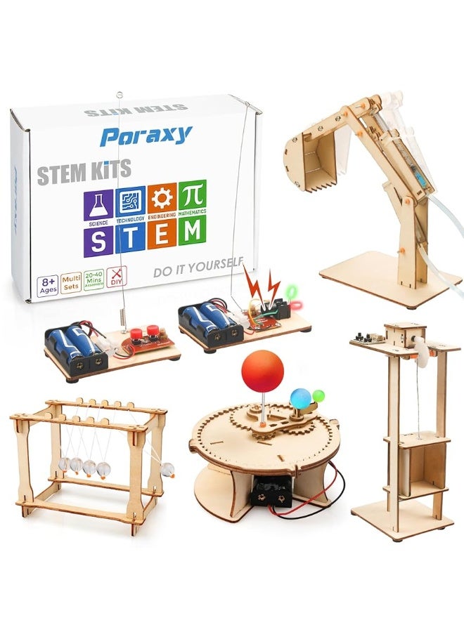 Poraxy مجموعة بوركسي 5 من أدوات العلوم STEM للأطفال من 8 إلى 12 عامًا، مشاريع بناء خشبية STEM، ألغاز ثلاثية الأبعاد، نماذج حرف تجريبية، ألعاب للأطفال من 8 إلى 13 عامًا، هدايا للأولاد والبنات من 6 إلى 13 عامًا - Image 2