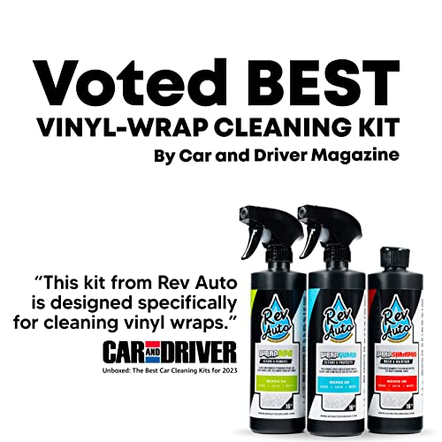 Rev Auto Vinyl Wrap Cleaner Kit – 3-Item Set Includes Wrap Detailer, Shampoo & Light Stain Remover | Made for Gloss, Satin, Matte, Chrome & More - Image 5