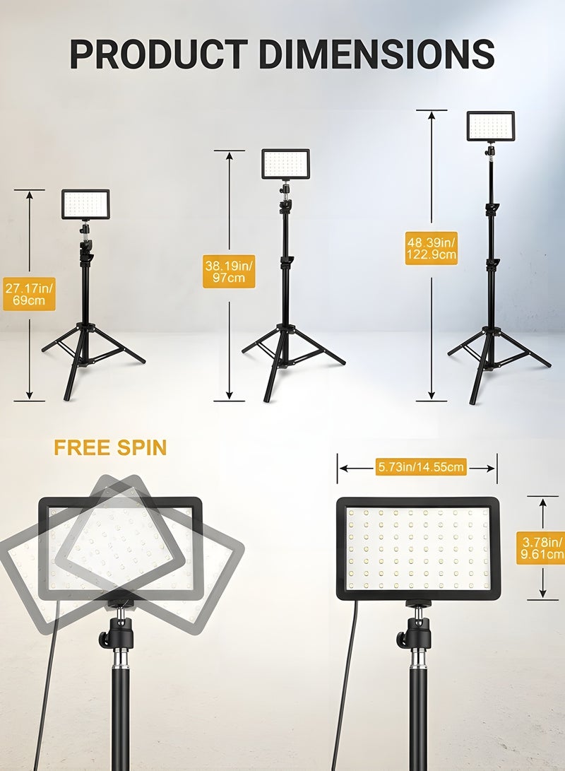 بيوينتي بيونتي مجموعة اضاءة LED للفيديو، مجموعة اضاءة للتصوير الفوتوغرافي، عبوة من قطعتين من مصابيح الاستوديو LED مع 66 خرزة موفرة للطاقة و18 فلتر لون لإضاءة التصوير الفوتوغرافي، مصابيح الاستوديو والضوء - Image 4