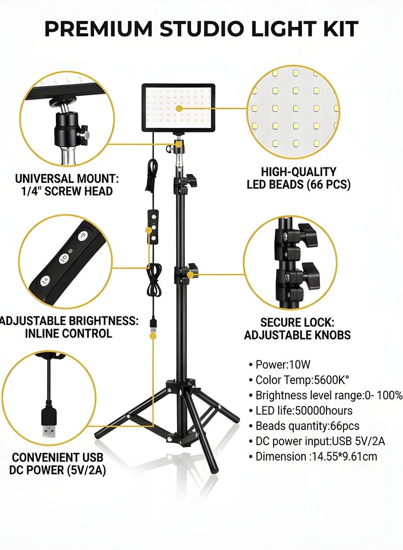 بيوينتي بيونتي مجموعة اضاءة LED للفيديو، مجموعة اضاءة للتصوير الفوتوغرافي، عبوة من قطعتين من مصابيح الاستوديو LED مع 66 خرزة موفرة للطاقة و18 فلتر لون لإضاءة التصوير الفوتوغرافي، مصابيح الاستوديو والضوء - Image 3