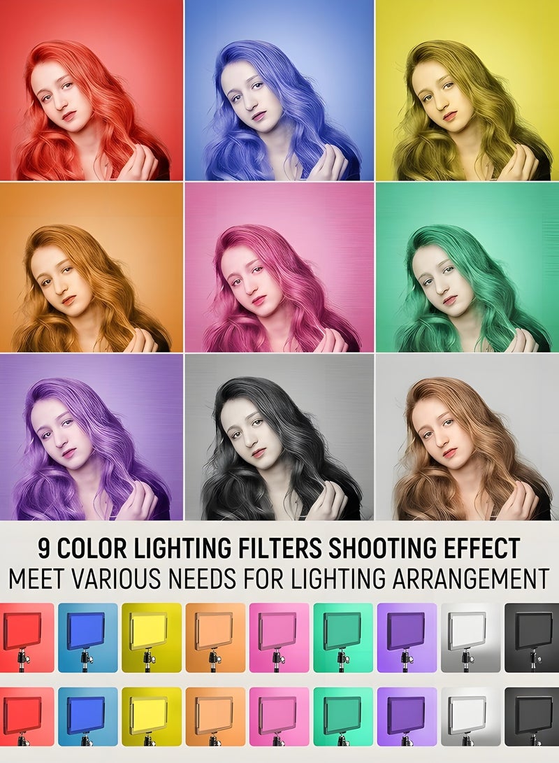 بيوينتي بيونتي مجموعة اضاءة LED للفيديو، مجموعة اضاءة للتصوير الفوتوغرافي، عبوة من قطعتين من مصابيح الاستوديو LED مع 66 خرزة موفرة للطاقة و18 فلتر لون لإضاءة التصوير الفوتوغرافي، مصابيح الاستوديو والضوء - Image 5