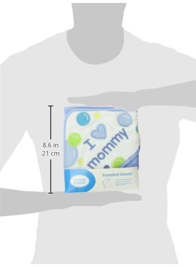 Luvable Friends Unisex Baby Hooded Towel, Blue Mom, One Size - Image 3