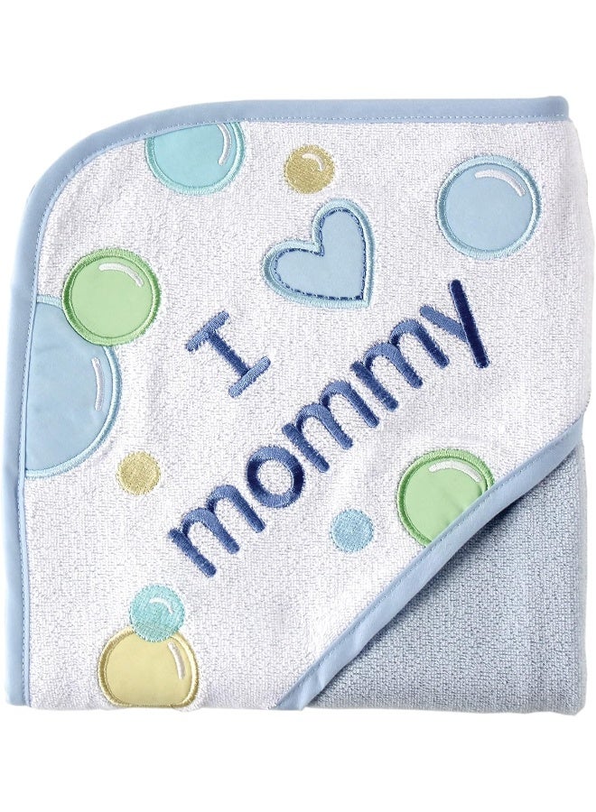 Luvable Friends Unisex Baby Hooded Towel, Blue Mom, One Size - Image 2