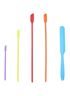 KASTWAVE 5 PCS Color Mini Thin Silicone Slim Spatulas Gadget Set, Small Jar Long Handle Skinny Makeup Spatula Tiny Scraper Tool, Slender Narrow Can Bottle Cosmetic Last Drop Spatula