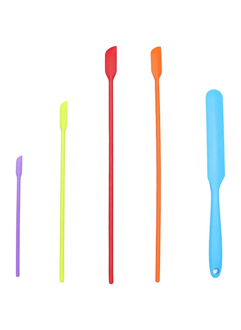 KASTWAVE - KASTWAVE 5 PCS Color Mini Thin Silicone Slim Spatulas Gadget Set, Small Jar Long Handle Skinny Makeup Spatula Tiny Scraper Tool, Slender Narrow Can Bottle Cosmetic Last Drop Spatula - Image 1