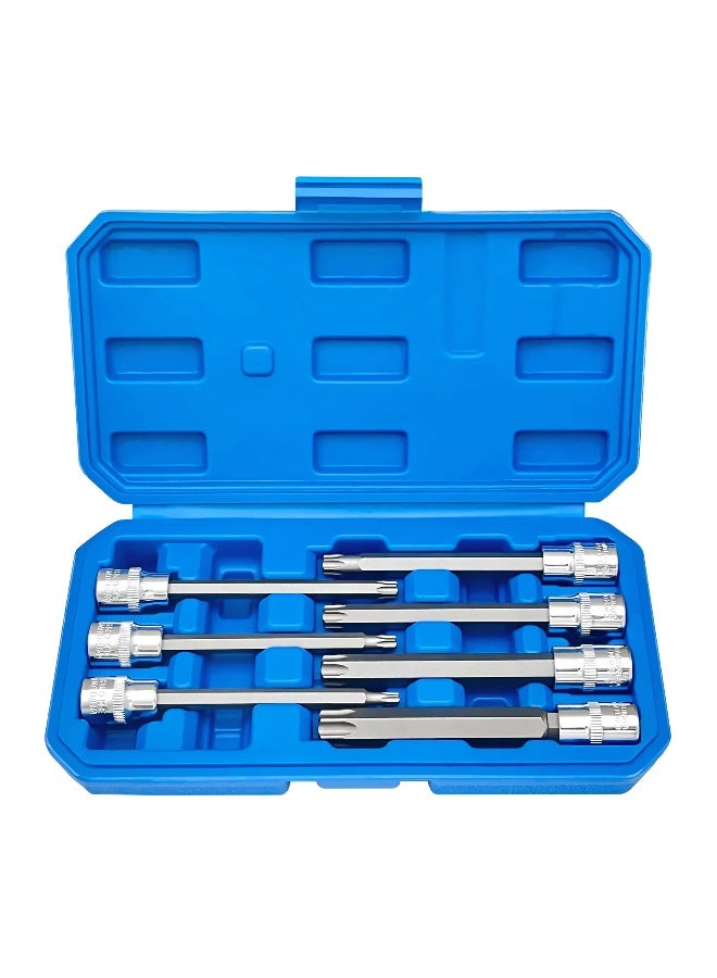 Extra Long Torx Star Bit Socket Set, 7 Piece, T25 to T60, 3/8 Inch Drive, Premium Cr V Steel, Includes Portable Storage Case  - Image 1