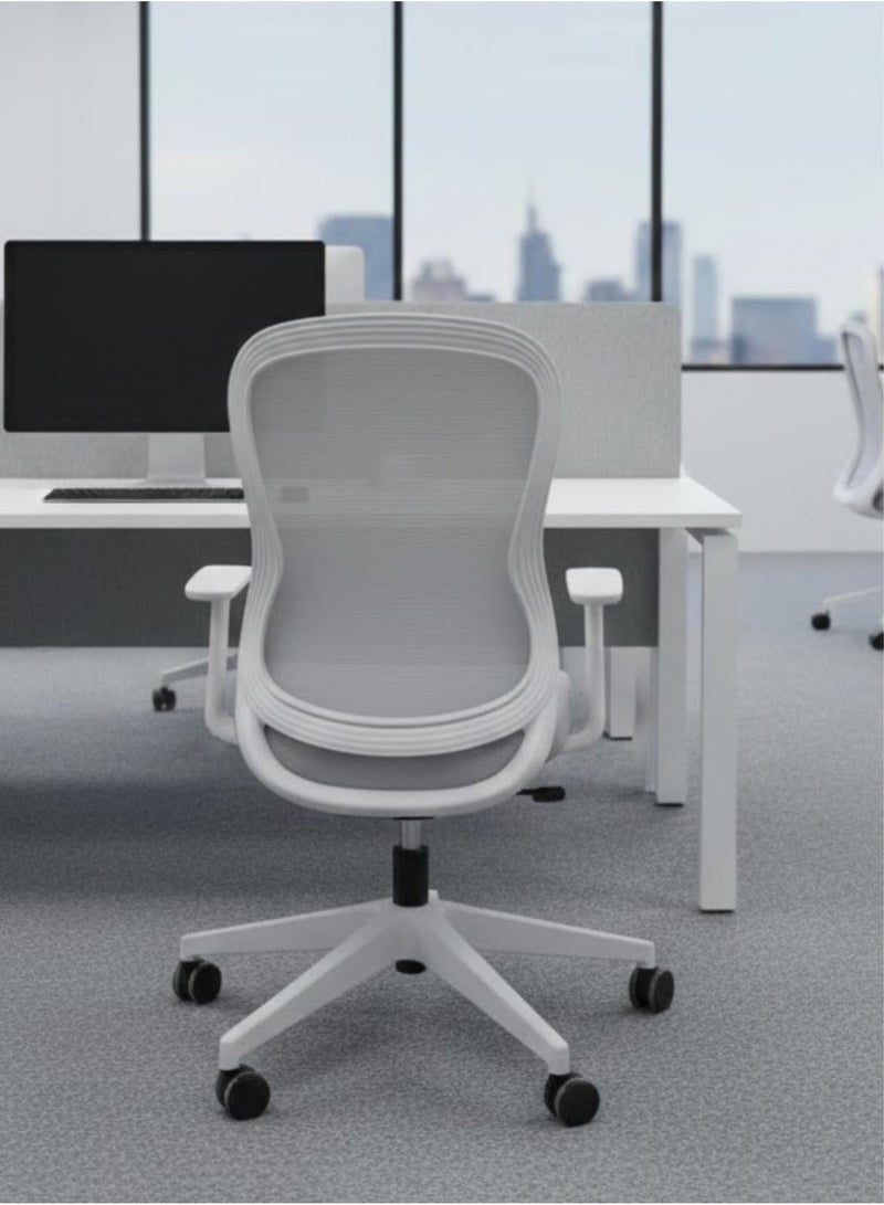 Furalux Premium Mesh & Fabric Office Chair – Mid-Back Ergonomic Desk Chair with Adjustable Lumbar Support, Swivel & Rolling Wheels, Breathable Executive Workstation Chair for Home & Office Productivity - Image 2