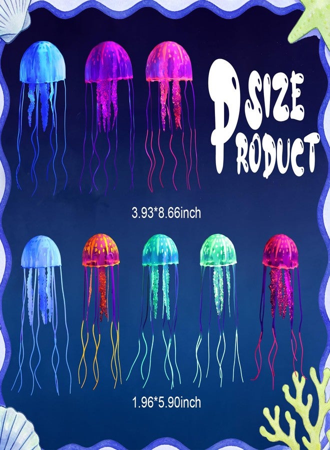Blueweenly 8 Pcs Glow Ocean Party Ceiling Decorations Neon Hanging Jellyfish Glow in The Dark Under The Sea Fluorescence Silicone Jellyfish with Fishing Line for Ocean Mermaid Birthday Party - Image 4