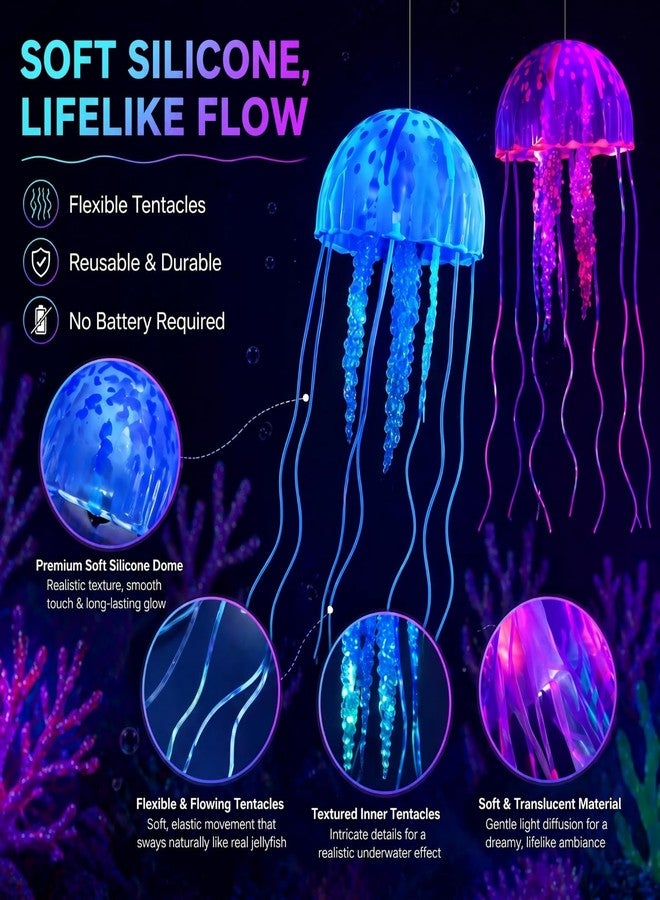Blueweenly 8 Pcs Glow Ocean Party Ceiling Decorations Neon Hanging Jellyfish Glow in The Dark Under The Sea Fluorescence Silicone Jellyfish with Fishing Line for Ocean Mermaid Birthday Party - Image 5