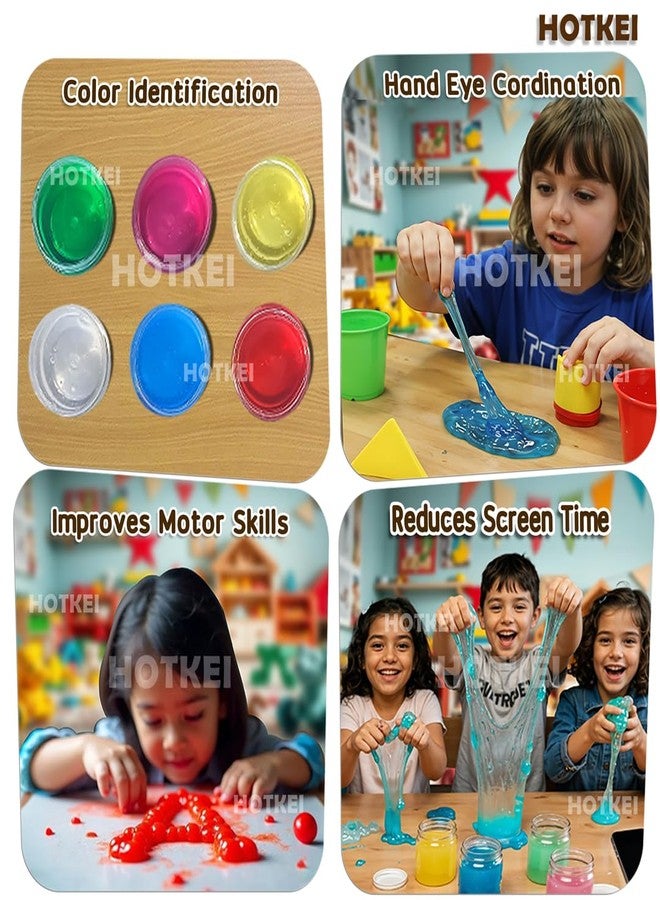 HOTKEI Pack of 6 Toy Slime Multicolored Fruit Scented Slime Gel Putty Set Kit Birthday Gift Toys for Boys Girls Kids 3 4 5 10 Years Boy Girl Kids 300 gm Slimy Gel - Image 4
