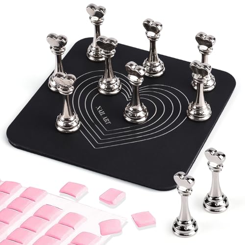 ANGNYA Nail Stand for Press Ons Fake Nail Holder for Painting Nails Super Magnetic Base for Painting Display Holder with Reusable Mounting Tapes for Home DIY Salon Supplies - Image 1