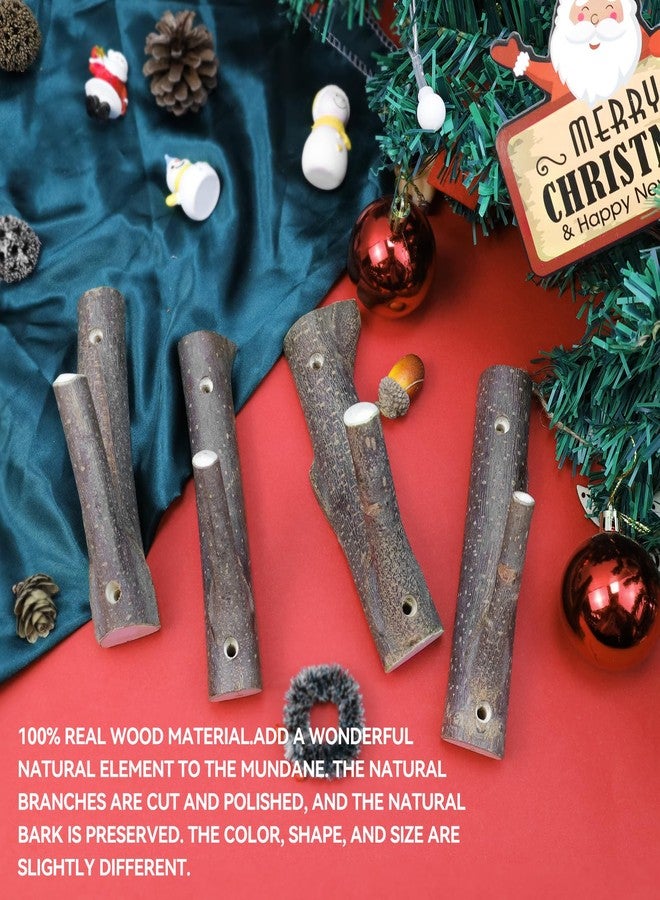 Tsnamay 8Pcs Real Wood Tree Branch Wall Hook, Farmhouse Rustic Decorative Wooden with Bark Trunk Thickness 2cm-3cm with Screw - Image 3