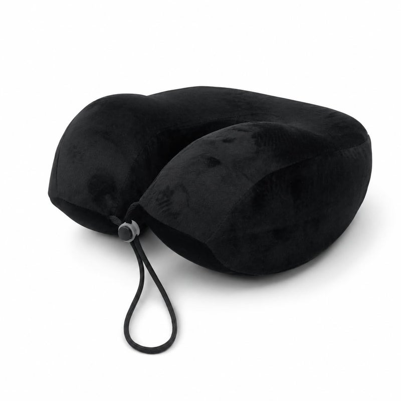 Memory Foam Neck Pillow for Airplane, Ergonomic Design Provides Balanced Neck Support, Washable Plush Cover, Lightweight and Easy to Hang on Bag - Image 1
