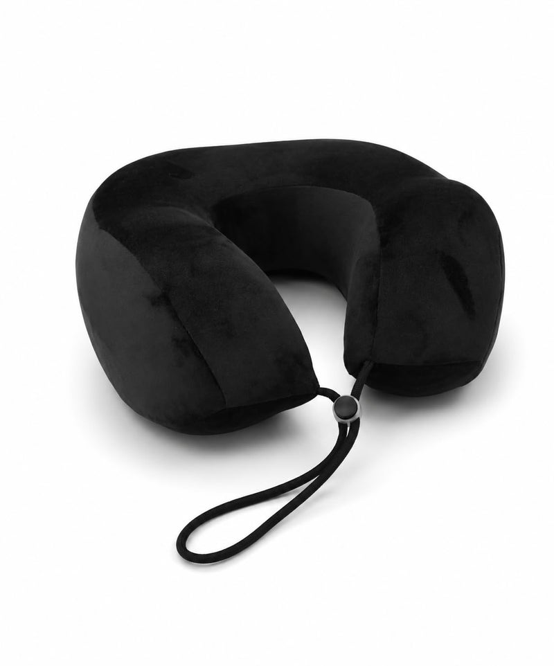 Memory Foam Neck Pillow for Airplane, Ergonomic Design Provides Balanced Neck Support, Washable Plush Cover, Lightweight and Easy to Hang on Bag - Image 2
