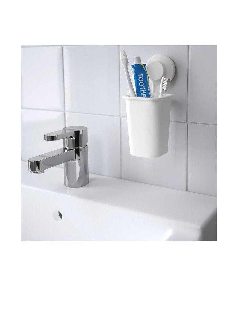 حامل فرشاة أسنان مع لاصق مطاطي ، أبيض - Image 2