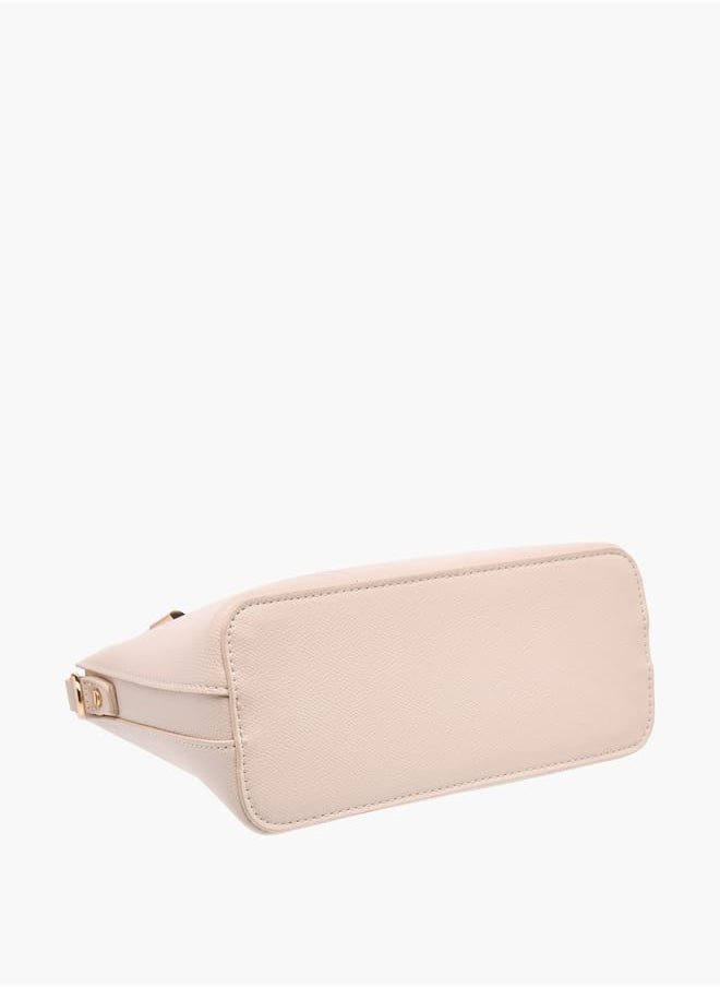 Womens Textured Totebag With Zip Closure And Detachable Strap