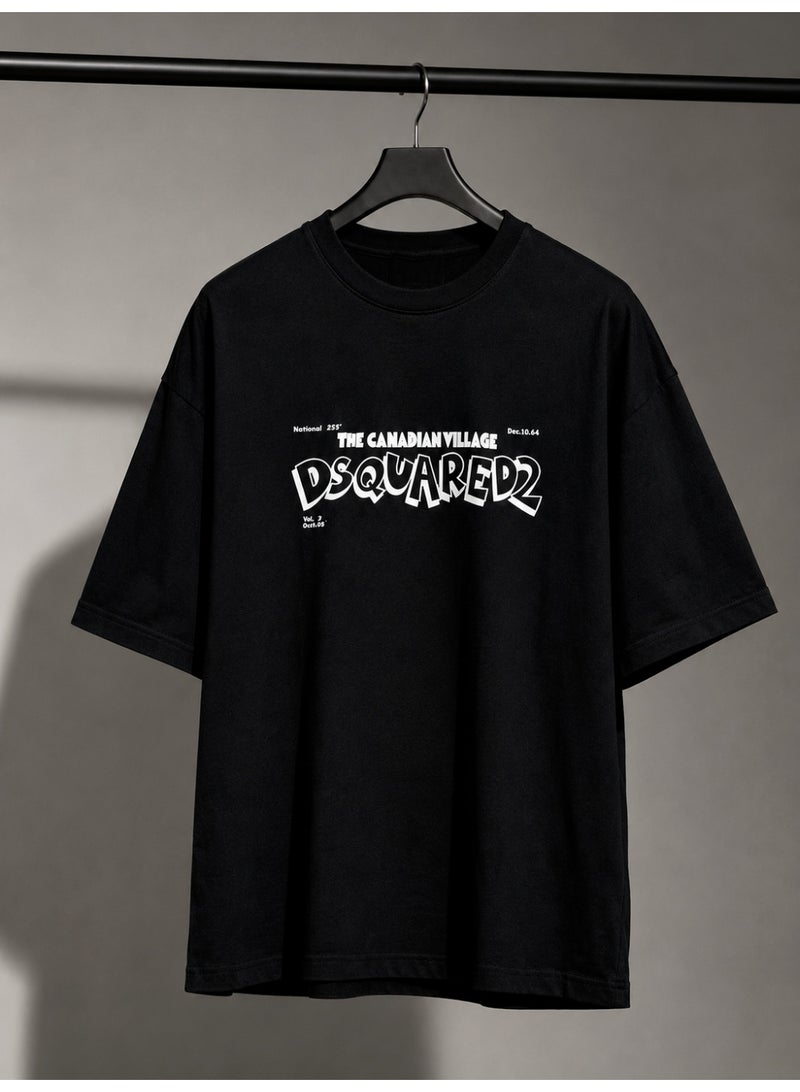 Oversized Black Typography Graphic T-Shirt Streetwear - Image 3