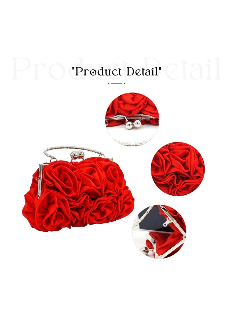 SOLARAE Women Evening Clutch Bag Floral Satin Purses Detachable Strap Clutch Bag Floral Clutch Bag Detachable Strap Purses Floral Clutch Bag for Wedding, Party, Prom - Image 3