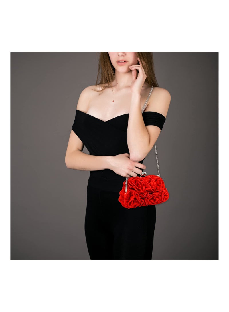 SOLARAE Women Evening Clutch Bag Floral Satin Purses Detachable Strap Clutch Bag Floral Clutch Bag Detachable Strap Purses Floral Clutch Bag for Wedding, Party, Prom - Image 5
