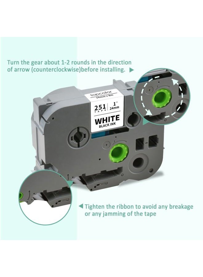 Topcolor 6-Pack 24mm 0.94" Laminated Tape Compatible for Brother 24mm Label Tape Tze-151 251 451 551 651 751 P Touch Tze Tz 1 Inch Multi-Color Label for PTD610BT PTD600 PTP710BT PTP750W PTP910BT - Image 2