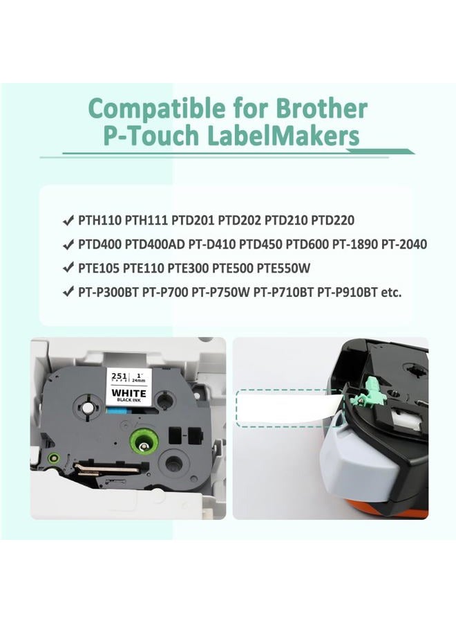 Topcolor 6-Pack 24mm 0.94" Laminated Tape Compatible for Brother 24mm Label Tape Tze-151 251 451 551 651 751 P Touch Tze Tz 1 Inch Multi-Color Label for PTD610BT PTD600 PTP710BT PTP750W PTP910BT - Image 4