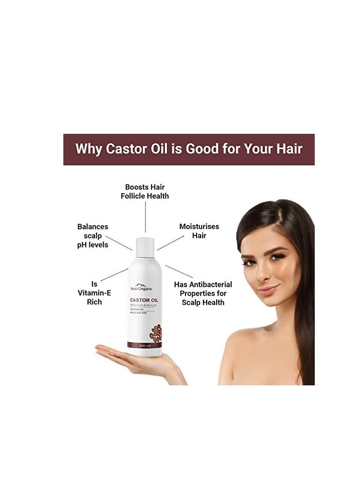 Aravi Organic Aravi Organic 100% Pure Cold Pressed Castor Carrier Oil 200ml With Neem Wood Comb Pack of 2  - Image 2