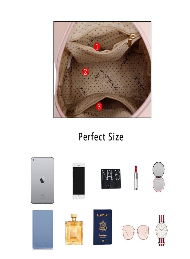 KKXIU Girls Small Backpack Purse Vegan Leather Mini Bookbag for Women Cute Teen Pompom Daypack (Small, Pink) - Image 5