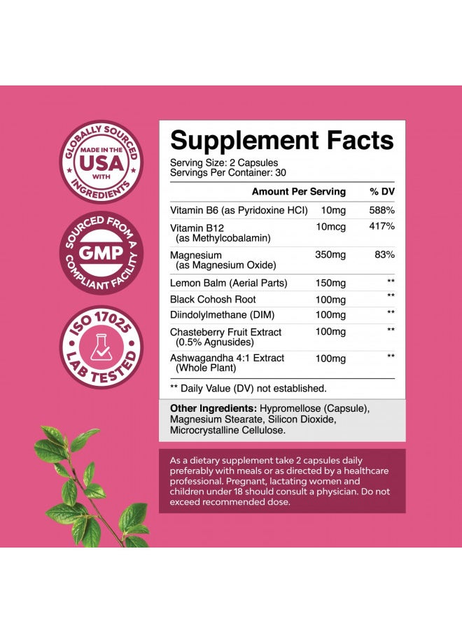 Natures Craft - Advanced PMS Support Supplement for Women - Multibenefit PMS Relief Complex for Low Energy Mood Support Period Cramps and Bloating Relief for Women - Menstrual Hormonal Balance for Women - 30 Servings - Image 1